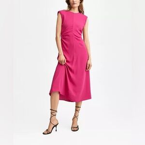 Mango Fuchsia Sleeveless Midi Dress